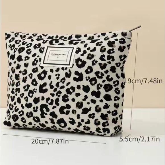 Creamy White Leopard Print Cosmetic Bag - Picture 3 of 3